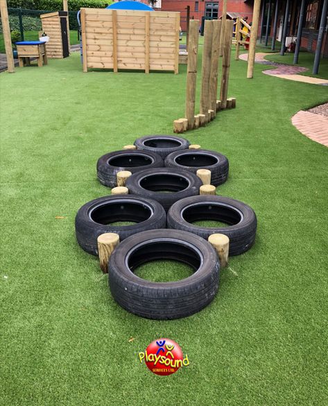 Tyre Playground Ideas, Tyres Playground, Tyre Sandpit, Tyre Playground, Kids Outdoor Spaces, Tire Playground, Timber Joinery, Toddler Playground, Food Forest Garden