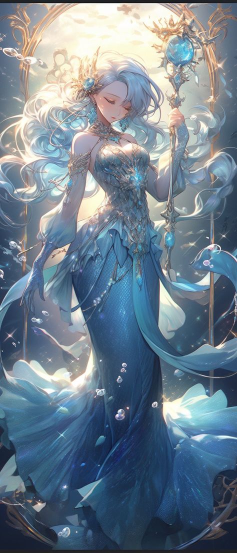 AI⇀𝚊𝚛𝚝⋆ #Midjourney #nijijourney⇀⋆𝙻𝚎𝚃𝚑𝚎⋆ Goddess Of Water Fantasy Art, Fantasy Siren Art, Anime Water Goddess, Siren Oc Art Female, Anime Mermaid Art, Aquarius Art Goddesses, Water Fairy Art, Ocean Goddess Art, Siren Oc Art