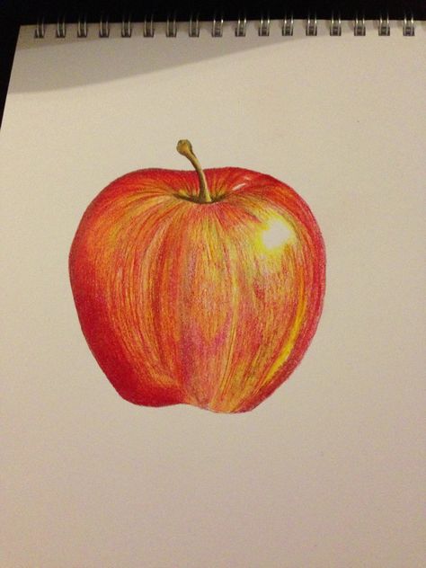 Hey apple... Apple Core Drawing, Apple Shading, Vegetables Drawing, Apple Sketch, Colored Pencil Artwork Ideas, Apple Drawing, Drawing Apple, Vegetable Drawing, Prismacolor Art