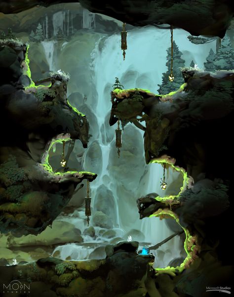 ArtStation - Ori and the Will of the Wisps environments, Mikhail Rakhmatullin Ori And The Wild Of The Wisps, Post Apocalyptic Games, Beautiful Animation, Game Level Design, Environment Props, 2d Game Art, Props Art, Video Game Development, Game Environment