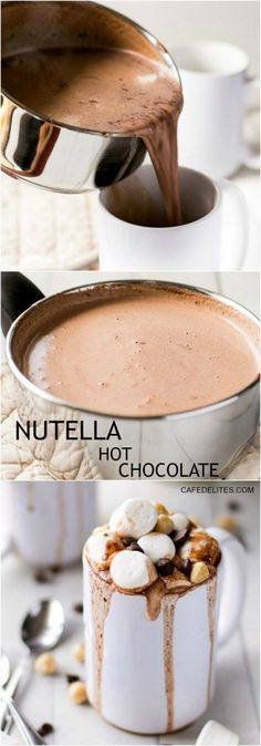 Nutella-Hot-Chocolate: Amber's review - made 12/14/15 - for the most part I followed this recipe - more or less eyeballed it (probably used more Nutella than the recipe called for) - either way, this is a delicious hot cocoa! Nutella Hot Chocolate, Nutella Recipes, Chocolate Nutella, Smitten Kitchen, God Mat, حلويات صحية, Think Food, Hot Chocolate Recipes, Deilig Mat