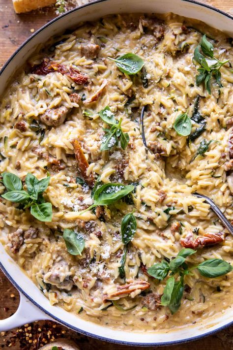 One Pot Creamy Sun-Dried Tomato Orzo | halfbakedharvest.com