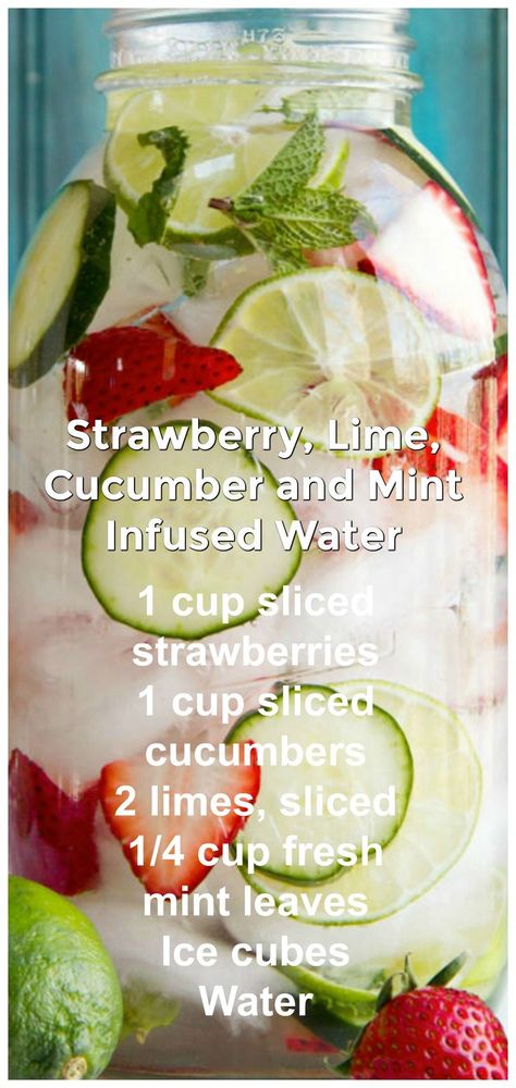 Mint Infused Water, Fruit Infused Water Recipes, Flavored Water Recipes, Lemon Diet, Strawberry Lime, Infused Water Recipes, Fruit Infused Water, Detox Water Recipes, Healthy Water