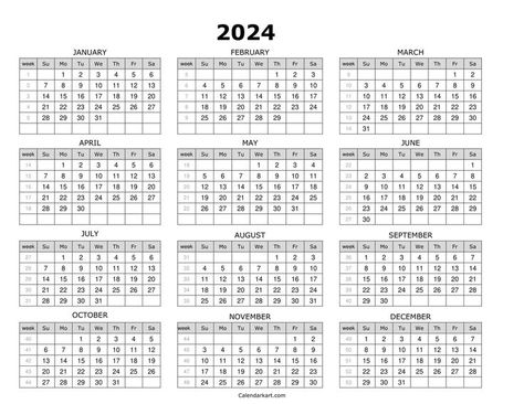 Simple 2024 Calendar with Week nos Calendar With Week Numbers, Calendar Free Printable, Calendar Week, 2024 Calendar, Yearly Calendar, Calendar Design, Stay Organized, Staying Organized, Time Management