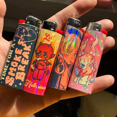 Single Lighters | Etsy Cool Bic Lighter Designs, Hand Painted Lighters, Cool Lighters Designs, Lighter Design Ideas, Cool Lighter Designs, Lighters Design, Cool Lighter Aesthetic, Y2k Lighter, Decorating Lighters