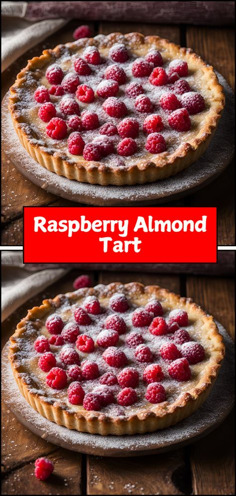 Indulge in the rich and fruity flavors of this delightful Raspberry Almond Tart! 🍇🌰 Featuring a buttery almond crust filled with juicy raspberries and a hint of almond extract, this elegant tart is perfect for any special occasion or a cozy weekend dessert. The combination of sweet, tart berries and nutty almond flavor creates a harmonious balance that’s sure to impress family and friends.  #RaspberryAlmondTart #Baking #Dessert #SweetTreats Raspberry Almond Tart, Almond Tart Recipe, Chocolate Tarts Recipe, Almond Crust, Almond Tart, Cozy Weekend, Raspberry Almond, Almond Crusted, Almond Extract