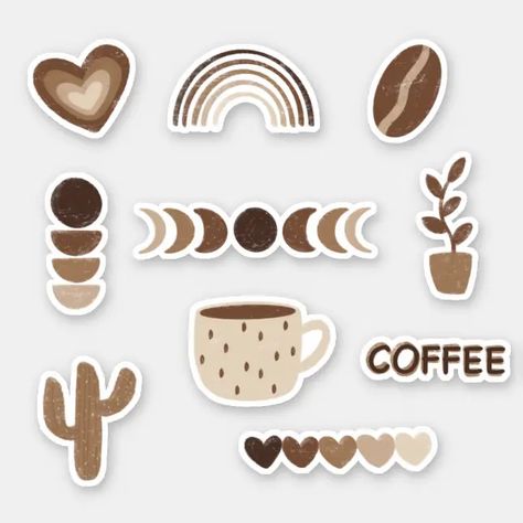 Cozy Brown Aesthetic Sticker Pack | Zazzle Aesthetic Stickers For Notebook, Journalling Aesthetic Stickers, Asthetic Picture Sticker, Brown Aesthetic Doodle, Sticker Designs Aesthetic, Brown Aesthetic Vintage Stickers, Brown Designer Aesthetic, Cute Beige Stickers, Stickers Brown Aesthetic