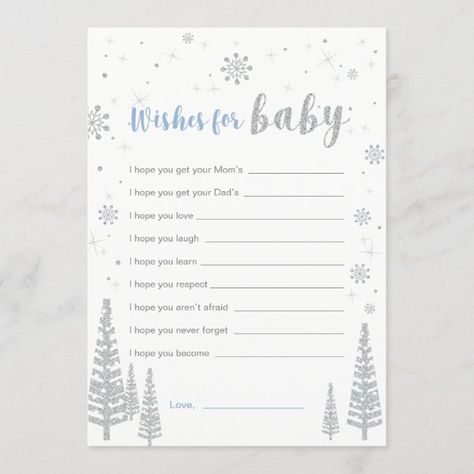 Wishes for Baby Card, Blue Boy Baby Shower Game Invitation Winter Wonderland Baby Shower Boy, January Baby Shower, Boy Baby Shower Games, Wishes For Baby Cards, Outside Baby Showers, Who Knows Mommy Best, Winter Wonderland Baby Shower, Blue Boy, Baby Shower Winter