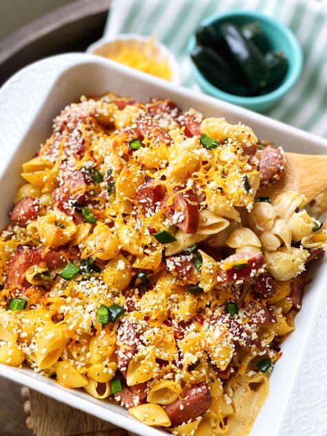 Kielbasa Pasta Bake, Recipes With Polska Kielbasa, Kielbasa Pasta, Kielbasa Recipes, Jalapeno Recipes, Skillet Dishes, My Favorite Recipes, Sausage Pasta, Stuffed Pasta Shells