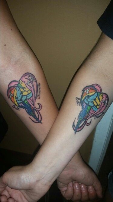 In love with our best friend tattoos.  #mylittlepony #rainbowdash #fluttershy Mlp Tattoo Ideas, Fluttershy Tattoo, Scene Tattoo Ideas, Scene Tattoos, Mlp Tattoo, My Little Pony Tattoo, Really Bad Tattoos, Matching Tats, Scene Tattoo