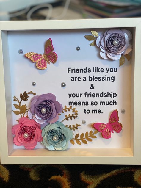 5x5 Shadow Box Ideas, Shadow Box Gift Ideas Friends, Friend Shadow Box Ideas, Spring Shadow Box Ideas, Cricut Shadow Box Ideas, Diy Shadow Box Ideas, Shadow Box Ideas, Personalized Shadow Box, Shadow Box Gifts