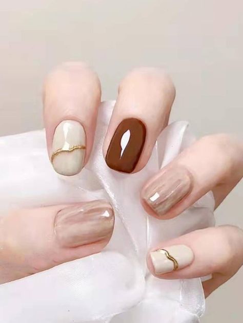 Khaki  Collar    Color Nails Embellished   Beauty Tools Nail Art French, Manikur Kuku, Short Coffin, Nagel Tips, Manicure Diy, Manicure Tips, French Nail Art, Nail Type, Fake Nails With Glue