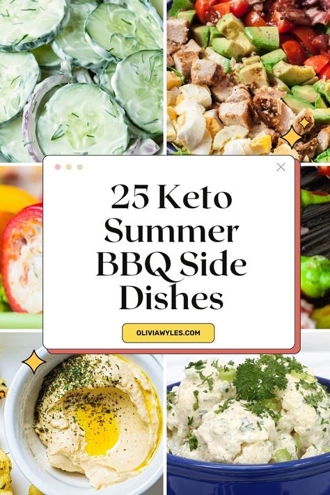 Explore a collection of mouthwatering and low-carb keto side dishes perfect for summer BBQs. From grilled zucchini medley to creamy avocado coleslaw, discover delicious recipes that will elevate your outdoor feasts. Whether you're following a ketogenic diet or simply looking for healthy and flavorful options, these summer-inspired dishes are sure to impress. Pin now and indulge in a sizzling lineup of keto-friendly sides for your next backyard gathering Keto Crockpot Side Dishes, Quick Keto Sides, Fresh Keto Recipes, Carb Friendly Sides, Healthy Summer Sides For Dinner, Keto Barbeque Sides, High Protein Bbq Sides, Keto Side Dishes For Chicken, Keto Side Salad Recipes