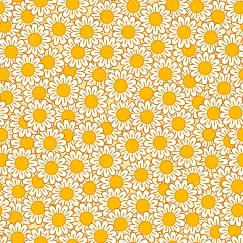 70s Daisy Print, Daisy Pattern Illustration, Retro Seamless Pattern, Retro Prints And Patterns, Orange Pattern Wallpaper, 70s Flower Pattern, Daisy Background, Daisy Flower Pattern, Cute Seamless Pattern