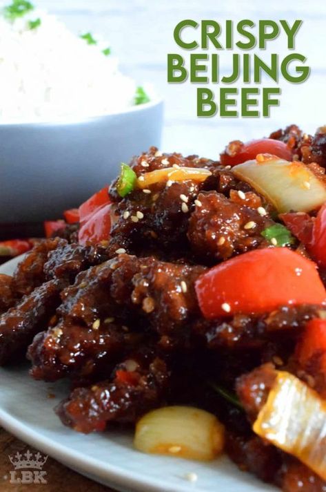 Ty Food Recipes, Chinese Beef Recipes, Beijing Beef, Sweet Spicy Sauce, Chinese Beef, Asian Dinner, Chinese Kool, Homemade Chinese Food, Crispy Beef