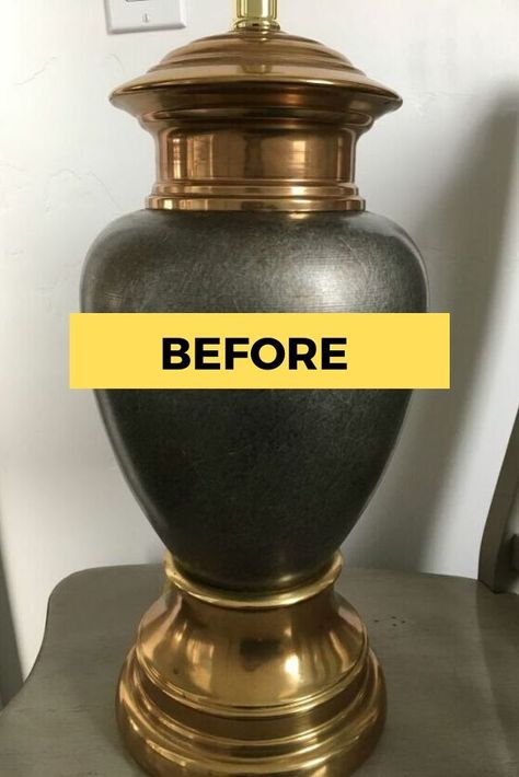 Repurposing Lamps Base, Diy Lamp Makeover Ideas, Diy Lamp Painting Ideas, Rewiring A Lamp Diy, Update Lamps Ideas, Painting Old Lamps Diy Projects, Painting Metal Lamps Diy, How To Paint Brass Lamps, Lamp Bases Ideas Diy