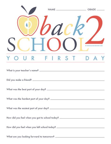 document your child's feelings about their first day of school with this back to school- your first day questionnaire.   fun way to connect with your child and capture their unique experience.  Great first day of school activity for parents and teachers. School Questionnaire, School Questions, Starting Preschool, School Interview, First Day Of School Activities, School Printables, School Activity, Starting School, Back 2 School