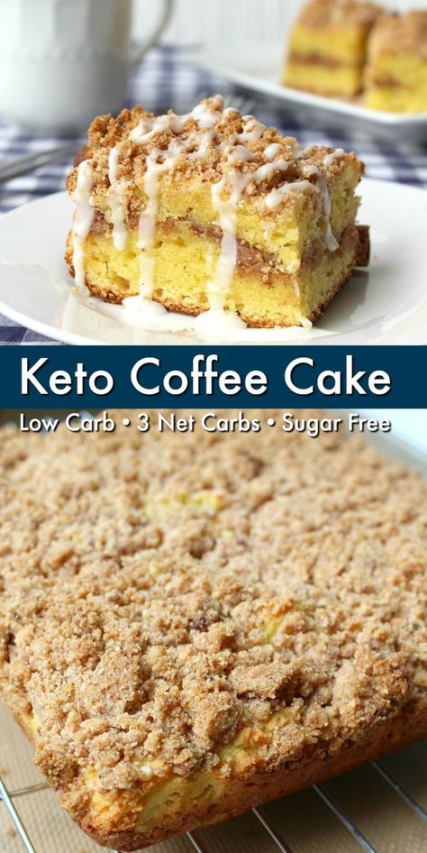 Low Carb Coffee Cake, Keto Coffee Cake, Low Carb Coffee, Easy Coffee Cake, Coffee Cake Recipes Easy, Streusel Coffee Cake, Postre Keto, Low Carb Cake, Coffee Cake Recipe