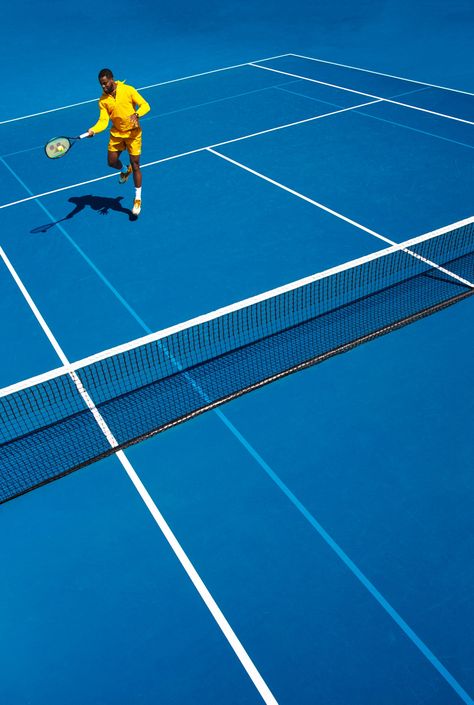 Blue Tennis Court, Tennis Campaign, Tennis Shoot, Blue Court, Tennis Photoshoot, Tennis Men, Tennis Photography, Tennis Set, Tennis World