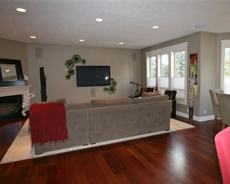 Family Room Brazilian Cherry Wood Floors Design, Pictures, Remodel, Decor and Ideas - page 8 Cherry Floors Living Room Paint Colors, Rug On Cherry Wood Floor, Wood Floors Living Room Decor, Cherry Wood Floors Living Room, Wood Floors Living Room, Wood Floor Stain Colors, Cherry Wood Furniture, Cherry Wood Floors, Cherry Floors