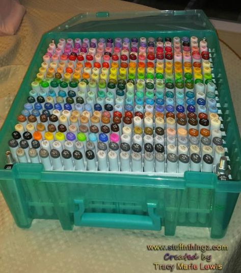 DIY Copic Storage - Thank You Dear Hubby! | Stuff N Thingz LLC Copic Storage, Ohuhu Markers, Marker Storage, The Quilt Show, Cool School Supplies, Pen Storage, Craft Room Storage, Art Organization, Cute School Supplies