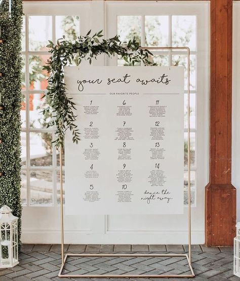 Spanish Seating Chart, Clothing Rack Seating Chart Wedding, How To Display Seating Chart At Wedding, Seating Chart Holder, Copper Seating Chart, Wedding Seating Chart Florals, Clothes Rack Seating Chart, Diy Find Your Seat Wedding Sign, Seating Chart Big Wedding