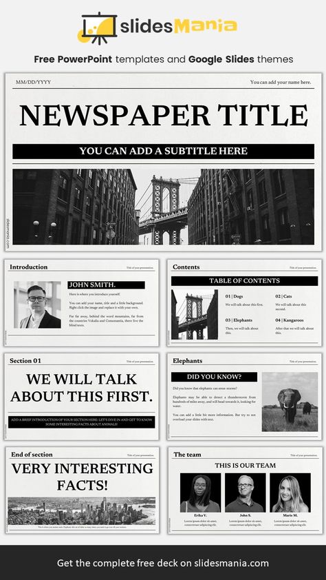 News Ppt Template, Newspaper Slide Template, Newspaper Ppt Template, This Or That Template, Slides Presentation Ideas, Free Presentation Template, Research Background Design, Powerpoint Slides Ideas, Newspaper Poster Design