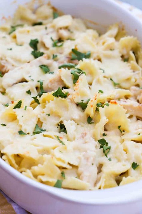 Chicken For Company Dinner Parties, Chicken Alfredo With Bowtie Pasta, Fettucini Alfredo Casserole Recipe, Bow Tie Chicken Alfredo, Bow Tie Pasta Recipes Chicken Alfredo, Canned Chicken Alfredo Recipes, Chicken Alfredo Bowtie Pasta, Alfredo Casserole Recipes, Best Chicken Alfredo Recipe