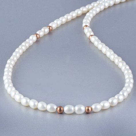 Freshwater Pearl Beaded wedding necklace Marriage anniversary | Etsy Rose Gold Pearl Necklace, Pink Tourmaline Jewelry, Beaded Pearl Necklace, Watermelon Tourmaline Necklace, Natural Pearl Necklace, Pearl Gifts, Rose Gold Pearl, Marriage Anniversary, Tourmaline Jewelry