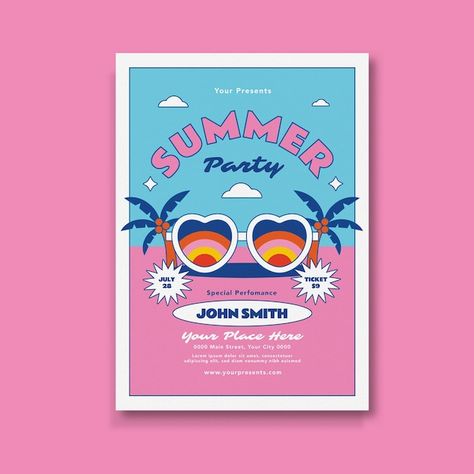 Summer Fun Poster, Summer Event Design, Summer Party Invite Design, Summer Party Invitations Template, Summer Invitations Template, Beach Party Flyer Design, Summer Festival Design, Summer Party Poster Design, Summer Event Poster