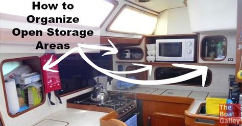 Reader ideas: how to organize those big open storage areas so things don't go flying when underway. Add your thoughts and check out what others have done! via @TheBoatGalley Small Boat Storage Ideas, Boat Storage Ideas, Boat Hacks, Trailer Sailer, Boat Organization, Liveaboard Sailboat, Boat Living, Boat Interior Design, Boat Navigation