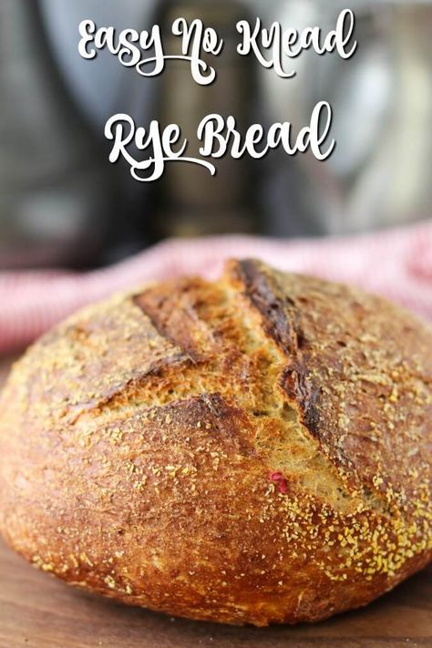 Easy no knead rye bread No Knead Rye Bread Dutch Ovens, Dutch Oven Rye Bread, Dutch Oven Rye Bread Recipe, No Knead Rye Bread Recipe, No Knead Rye Bread, Jewish Rye Bread, Artesian Bread, Homemade Rye Bread, Bread No Knead