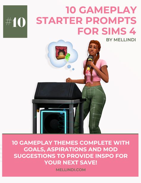 Sims Tips, Starter Prompts, Sims Blueprints, Sims Challenge, Sims 4 Stories, Cc Packs, Cc Shopping, Sims Stories, Sims 4 Challenges