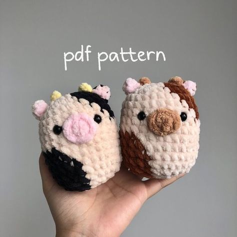 Squishmallow Cow Inspired Crochet Pattern - PDF Pattern Crochet toys patterns free amigurumi #crochettoyspatternsfreeamigurumi #crochet #crochettoy #crochetpattern #crochetpatterns 1.48 Crochet Squishmallow Pattern Free, Crochet Squishmallow, Crocheted Cow Pattern, Crocheted Animals, Crochet Toys Free, Easy Crochet Animals, Hemma Diy, Quick Crochet Patterns, Crochet Cow