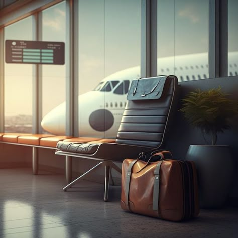 Airport with chair suitcase screen and p... | Premium Photo #Freepik #photo #airplane-airport #aviation #airport #departure Airplane Creative Ads, Sia Photoshoot, Airport Ads, Airport Images, App Launch, Outside Window, Plane Window, Inktober 2024, Aviation Posters