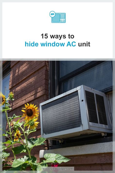 Air conditioners are an absolute necessity, but there's nothing pretty about window units that weirdly hang outdoors. Fortunately, you can always take measures to disguise the bulky box! Here are some genius ways you can hide your window air conditioner both indoor and outdoors. #WindowAC #WindowAirConditioner #Ideas #Tips #HVAC #AirConditioning #DecorIdeas How To Disguise Window Ac Unit, Hide Window Unit Outside, How To Make A Window Ac Unit Look Nice, How To Cover Window Ac Unit Outside, Hiding Window Ac Unit, Hiding Window Ac Unit Outside, Disguise Window Air Conditioner, Hide Window Air Conditioner Outside, Hide A Window Ac Unit