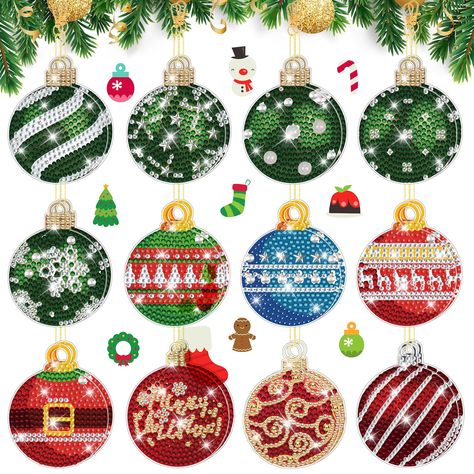 PRICES MAY VARY. Sufficient Quantity to Use: this Christmas diamond painting keychain provides 24 kits in total, designed with 12 double side Christmas ball shapes, 2 in each; This means you will have enough supply whether you want to engage in this rewarding hobby alone or with a group of family, each kit is individual and promises countless hours of creativity and enjoyment Various Functions in Daily Life: apart from the creative satisfaction it provides, these diamond art Christmas ornaments Diamond Art Christmas Ornaments, Diamond Painting Christmas Ornaments, Wooden Round Ornaments, Painting Keychain, Christmas Tree Balls, Diamond Ball, Diy Jul, Hanging Diy, Christmas Diamonds