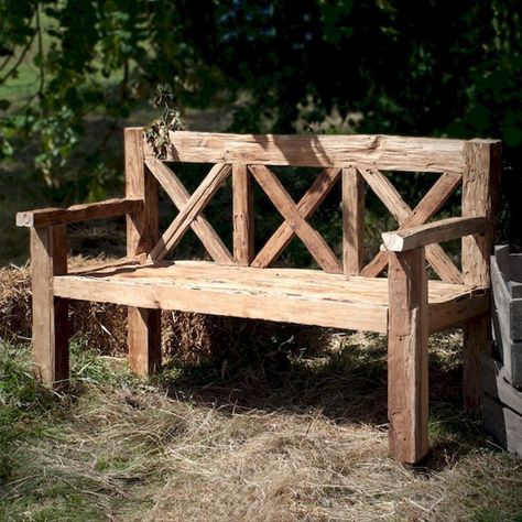 Rustic Outdoor Benches - Ideas on Foter Pallet Fire Pit, Rustic Outdoor Benches, Diy Benches, Diy Bank, Rustic Outdoor Furniture, Outdoor Bench Seating, Garden Bench Diy, Wooden Benches, Outdoor Garden Bench