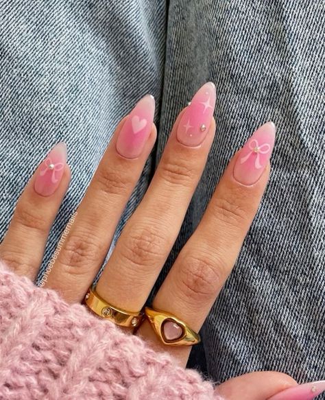 Nail Aesthetic, Punk Nails, Light Pink Nails, Airbrush Nails, Cute Spring Nails, Smink Inspiration, Blush Nails, Almond Nails Designs, Nagel Inspo