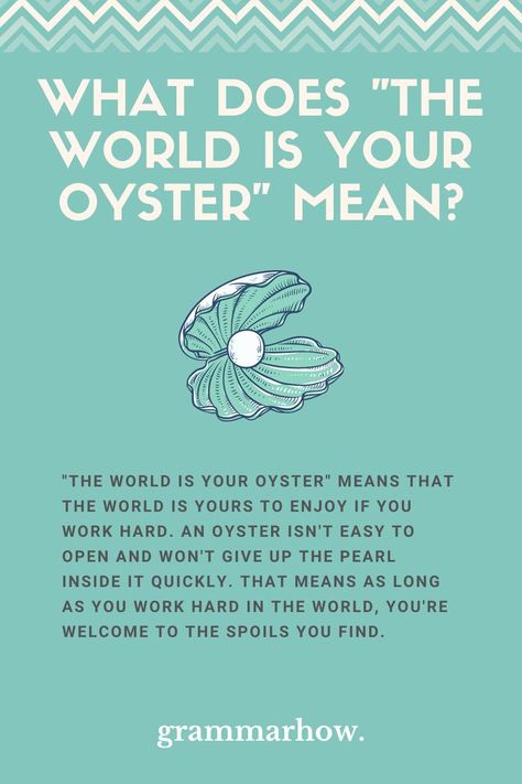 the world is your oyster meaning origin The World Is My Oyster Quote, The World Is Your Oyster Wallpaper, Oyster Symbolism, Oyster Pearl Aesthetic, The World Is Your Oyster Quotes, The World Is Your Oyster Art, The World Is Your Oyster Party, The World Is Your Oyster Tattoo, Pearl Quotes Inspiration