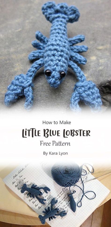 This amigurumi Little Blue Lobster is super easy to make. You’ll have it done in no time! Lobster Crafts, Crochet Fish Patterns, Blue Lobster, Crochet Fish, Crochet Design Pattern, Crochet Amigurumi Free Patterns, Stitch Crochet, Fun Crochet Projects, Crochet Animal Patterns