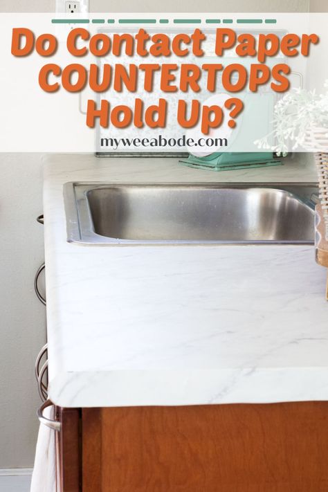 Waterproof Contact Paper Countertop, Temporary Kitchen Countertop, Cheap Way To Update Countertops, Kitchen Countertop Contact Paper, Counter Top Cover Up, Contact Paper Countertop With Epoxy, Vinyl Wrapped Countertops, Vynil Wrap Kitchen Countertops, White Contact Paper Countertop