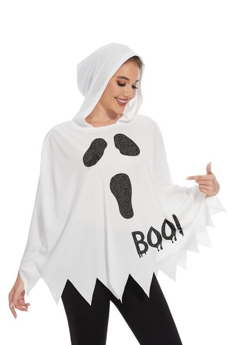 PRICES MAY VARY. Halloween Poncho: Are you ready to get into the Halloween spirit? Whether you're handing out candy from home or heading to your favorite haunt, this poncho makes it easy to keep your costume casual yet playful Halloween Theme: A variety of classic Halloween prints for you to choose from. Such as ghosts, skeletons, jack-o'-lanterns, bats. Better reflect the Halloween theme Design: The Halloween ponchos are available in hooded and non-hooded styles, both feature a stylish jagged h Ghost Costume Women, Poncho Costume, Easy Adult Halloween Costumes, Easy Halloween Costumes For Women, Skeleton Ghost, Ghost Spider, Homemade Halloween Costumes, Ghost Costume, White Costumes