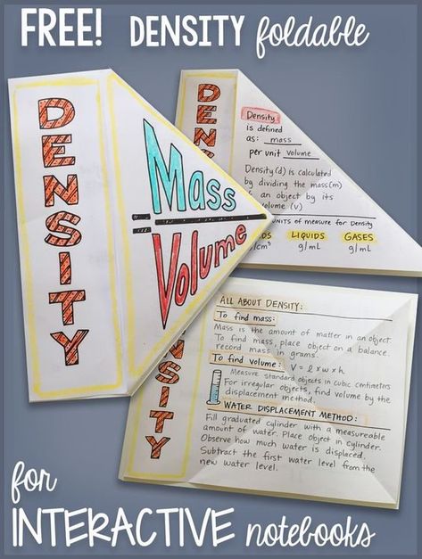 FREE Printable Density Interactive Notebook Bundle Gas Laws, Science Doodles, Middle School Science Classroom, Chemistry Classroom, Teaching Chemistry, Science Notebook, 8th Grade Science, Matter Science, Interactive Science