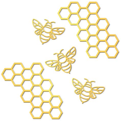 PRICES MAY VARY. What You Can Get: you can get 5 pieces of hanging art ornaments in this package, including 3 pieces of bee shaped decors and 2 pieces of honeycomb shaped decors, cute and eye catching, to keep your room from being dull and monotonous Reliable and Reusable: this honey bee decor is made of metal material, reliable and unbreakable, long lasting and sturdy, not easy to break or fade, smooth to touch, lightweight and thick, providing you with a pleasant use experience, so you can use Bee Room Decor, Wall Metal Decor, Bee Room, Metal Bee, Living Room Garden, Bee Wall Art, Honey Bee Decor, Outdoor Metal Wall Art, Baby Shower Vintage