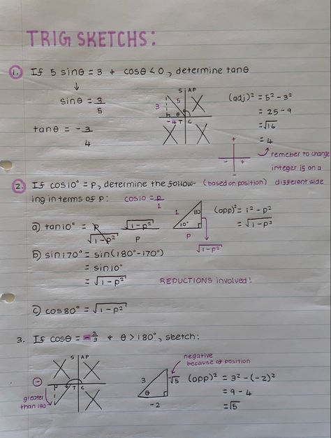 #sketch #diagramsample #math #trigonometry #study #notes #examples #practice #aestheticnotes Calculus 1 Notes, Trigonometry Aesthetic, Highschool Notes, Trigonometry Notes, Math Trigonometry, Collage Tips, Notes Examples, Handwriting Inspo, Algebra Help