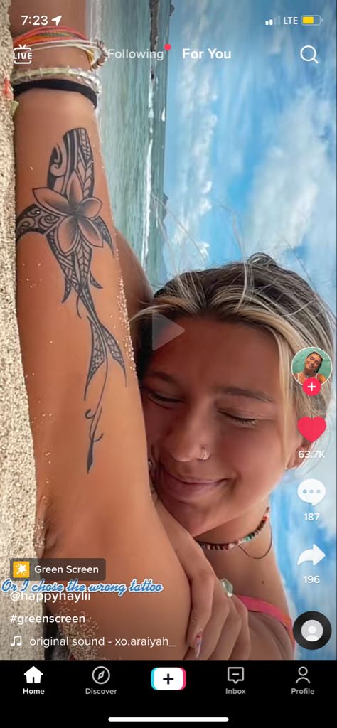 Side Shark Tattoo, Hip Tattoos Women Ocean, Girly Shark Tattoo, Beach Vibe Tattoo Ideas, Spine Tattoos For Women Beach, Ocean Tattoo Aesthetic, Beach Girl Tattoo Ideas, Virgin Islands Tattoo, Islander Tattoos For Women