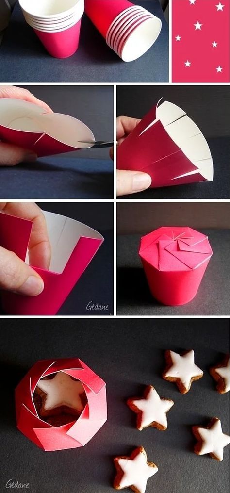 Bir kağıt bardağın hediye paketi olabileceğine kim inanır? Christmas Crafts Diy Gifts, Christmas Wreath Craft, Gift Tags Diy, 15 Gifts, Homemade Christmas Gifts, Christmas Gift Box, Wreath Crafts, Gift Packs, Paper Cup