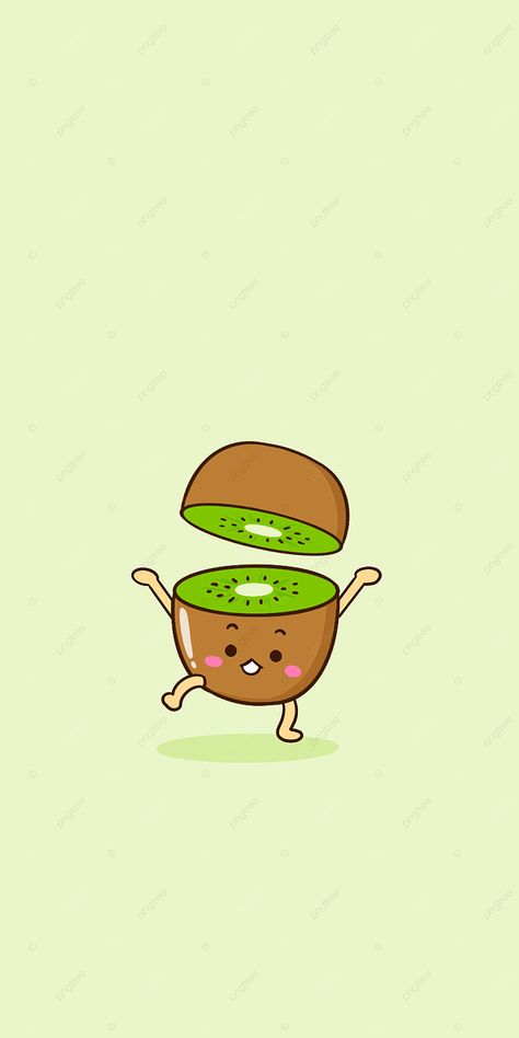 Cute Kiwi Wallpaper, Kiwi Cartoon Cute, Kiwi Drawing Simple, Cute Kiwi Drawing, Cartoon Fruit Drawing, Kiwi Aesthetic Wallpaper, Kiwi Aesthetic Fruit, Cute Fruits Drawings, Kiwi Fruit Tattoo