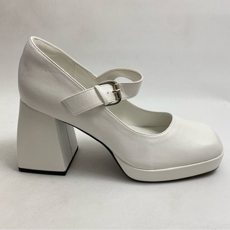 Dream Paris Platform Chunky Heel Mary Jane Shoes White 8.5 Womens Shoes - Exceptional Value - 100% Authentic Brand New Without Box - 100% Authentic - Please View Pictures For Better Description 8874 - 02824 White Heels Chunky, Slay Shoes, Mary Jane Shoes White, White Mary Jane Heels, White Chunky Heels, Classy Footwear, Coquette Shoes, White Mary Janes, White Mary Jane Shoes